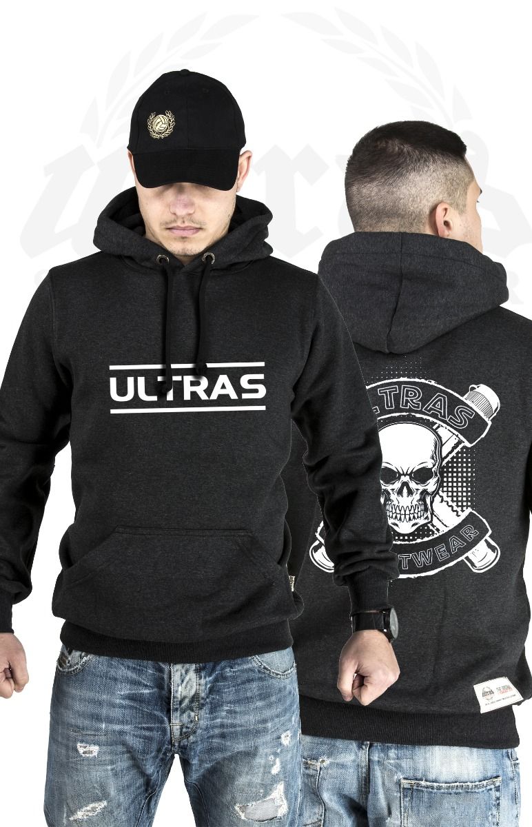 Hoodie Ultras Streetwear Skull n' Pyro Dark Grey