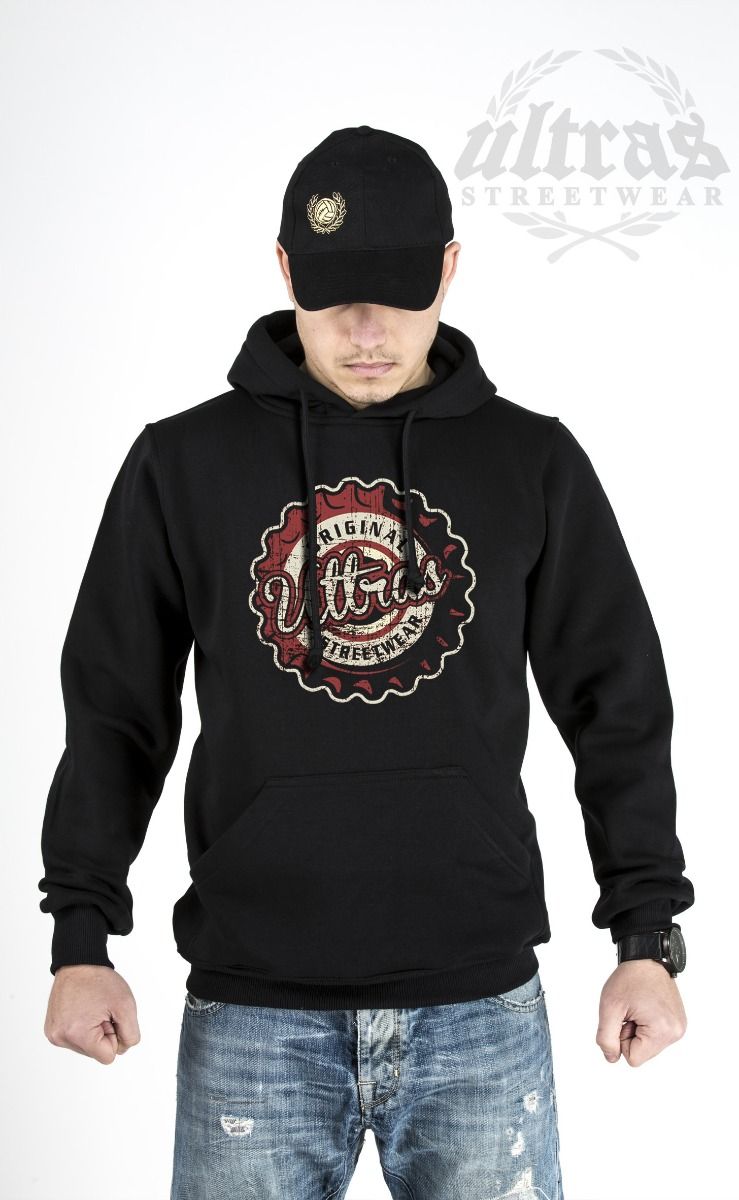 Hoodie Ultras Streetwear Beer Cap Black